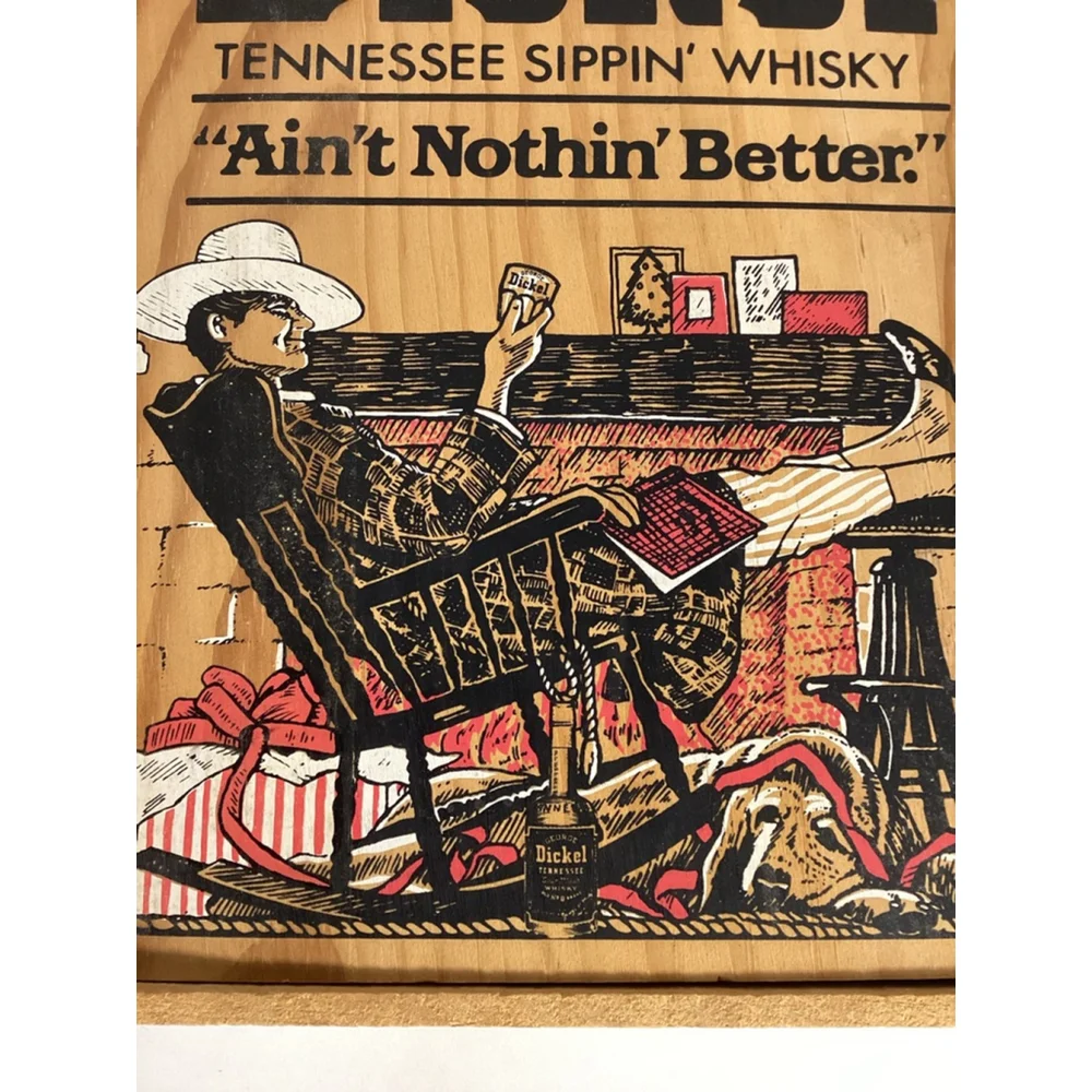 RARE George Dickel Tennessee Whiskey Wood Crate Collector Box Man Dog Christmas